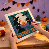 Broderie punch needle en cours sur la toile de la théière citrouille
