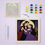 Toile imprimée numérotée et tableau punch needle valse vampire terminé