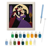 Contenu du kit punch needle Halloween : toile sur cadre, aiguilles et fils de laine