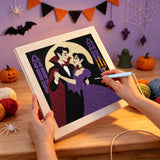 Broderie punch needle en cours sur la toile des vampires qui dansent