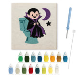 Contenu du kit punch needle vampire : toile sur cadre, aiguilles et fils de laine